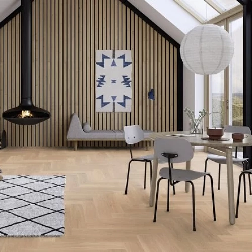 ДУБ ADAGIO WHITE ПАРКЕТНАЯ ДОСКА BOEN HERRINGBONE