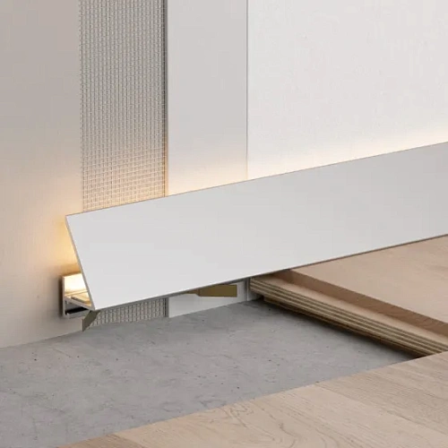 МИКРО ПЛИНТУС ЛАЙН УГЛОВОЙ СЕРЕБРИСТЫЙ ПЛИНТУС  ЛИКОРН ЛАЙН