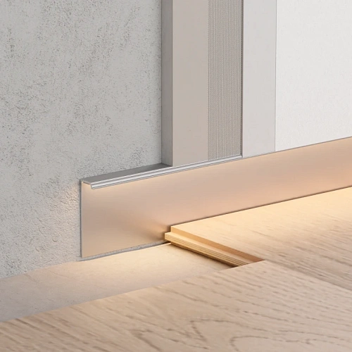 СКРЫТЫЙ ПЛИНТУС СЕРЕБРИСТЫЙ МАТОВЫЙ ПЛИНТУС  ЛИКОРН ЛАЙН