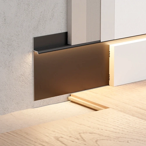 СКРЫТЫЙ ПЛИНТУС ЧЕРНЫЙ МАТОВЫЙ ПЛИНТУС  ЛИКОРН ЛАЙН